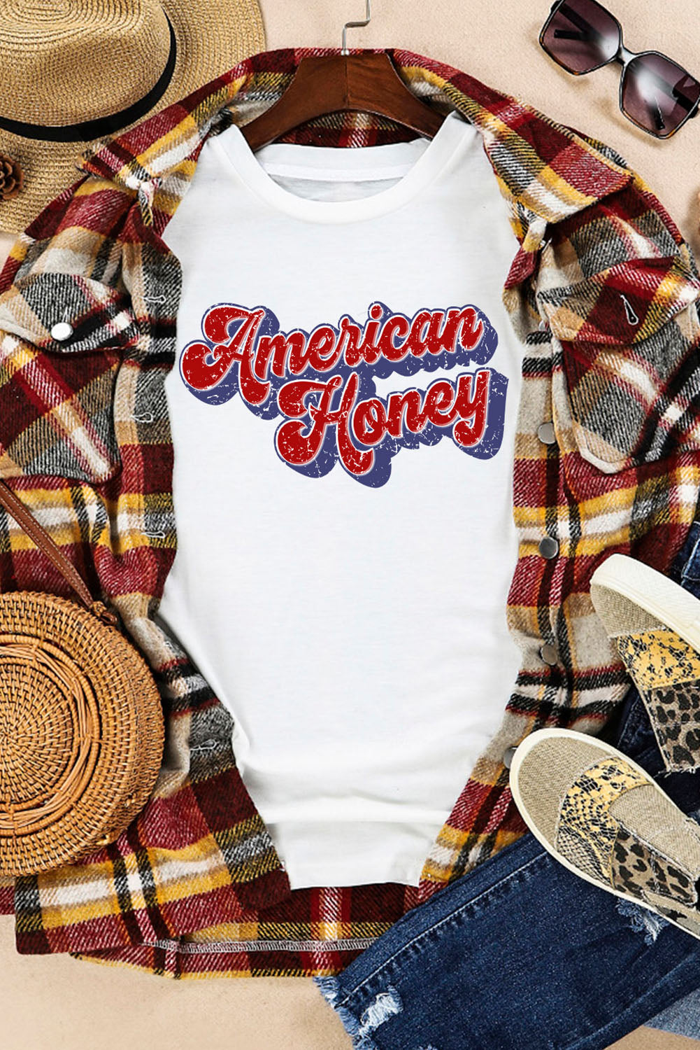 Full Size American HONEY Cuffed Tee