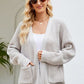 FULL SIZE Open Front Raglan Sleeve Pocketed Cardigan