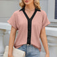 Eyelet Johnny Collar Short Sleeve T-Shirt