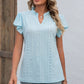 Eyelet Notched Flutter Sleeve T-Shirt
