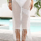 Women's Fringe Hem Drawstring Waist Openwork Skirt