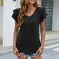 Full Size V-Neck Flutter Sleeve T-Shirt
