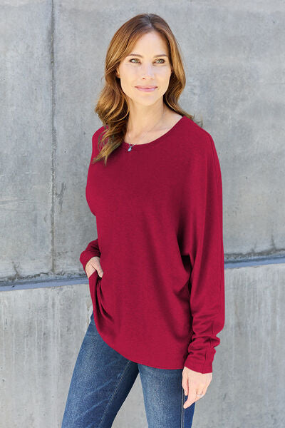 Double Take Full Size Round Neck Long Sleeve T-Shirt *