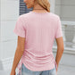 Eyelet Round Neck Short Sleeve T-Shirt