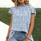 Ditsy Floral Mock Neck Short Sleeve T-Shirt