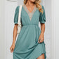 V-Neck Puff Sleeve Dress