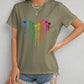 Heart Round Neck Short Sleeve T-Shirt