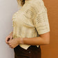 Openwork Round Neck Short Sleeve Sweater