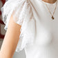 Women's Polka Dot Flutter Sleeve Top