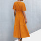 Women's Printed V-Neck Flutter Sleeve Belted Dress