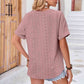Buttoned Notched Neck Eyelet Top