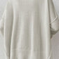 Slit V-Neck Dropped Shoulder Sweater