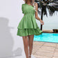 Layered Single Shoulder Flounce Sleeve Mini Dress