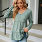 Full Size Long Sleeve V-Neck Cable-Knit Blouse