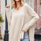 ZELDAlea V-Neck Dropped Shoulder Ribbed Long Sleeve Sweater