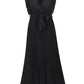 Tied Surplice Cap Sleeve Pleated Dress