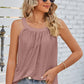 Openwork Round Neck Wide Strap Tank