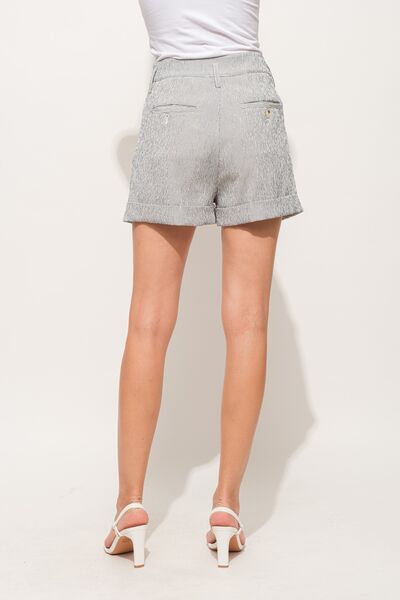 And The Why Pin Striped High Waist Rolled Shorts *
