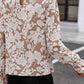 Aurora Lea Floral Print Mock Neck Flounce Sleeve Blouse