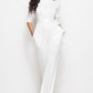 Mock Neck Tie-Waist Half Sleeve Jumpsuit