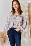 Hailey & Co Full Size Lace Detail Printed Blouse *