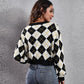 Fashion Mood Geometric Button Up Long Sleeve Cardigan