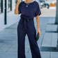 Full Size NatureJumpers Tie Waist Straight Leg Jumpsuit