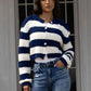 SoComfy Striped Button Up Dropped Shoulder Cardigan