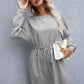 Drawstring Round Neck Dropped Shoulder Mini Dress