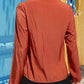 Red Orange Notched Neck Long Sleeve Top