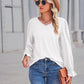 Full Size Eyelet V-Neck Flounce Sleeve Blouse