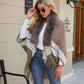 One Size Striped Fringe Detail Long Sleeve Poncho