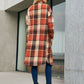 Plaid Pocketed Button Up Trench Coat