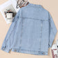 Hailey Apparel Medium Blue Pocketed Geometric Collared Neck Denim Jacket