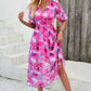 Larissa Bea Smocked Printed V-Neck Short Sleeve Dress