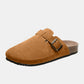 Suede Shoe Closed Toe Buckle Slides