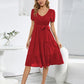 Smocked Tie Front Short Sleeve Tiered Dress