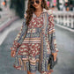 Printed Tie Front Flounce Sleeve Dress