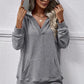 V-Neck Drop Shoulder Long Sleeve Hoodie