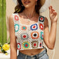 Geometric Square Neck Wide Strap Sweater Vest