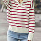 Striped Collared Neck Knit Top