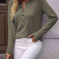 Round Neck Buttoned Long Sleeve T-Shirt