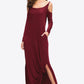Women's Full Size Valencia Cold-Shoulder Split Dress with Pockets