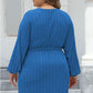 Plus Size Ribbed Tie Front Long Sleeve Sweater Dress