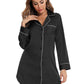 Full Size Button Up Lapel Collar Night Dress with Pocket