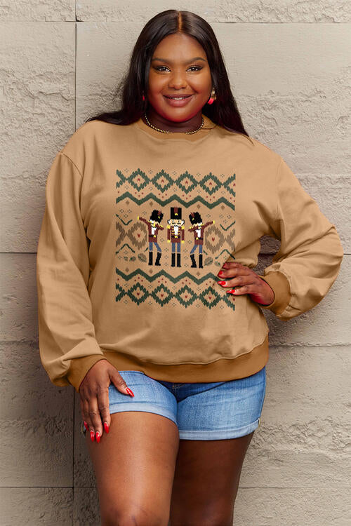 Simply Love Full Size Christmas Themed Nutcracker Graphic Long Sleeve Sweatshirt