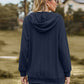 Full Size Cable-Knit Zip-Up Hooded Blouse