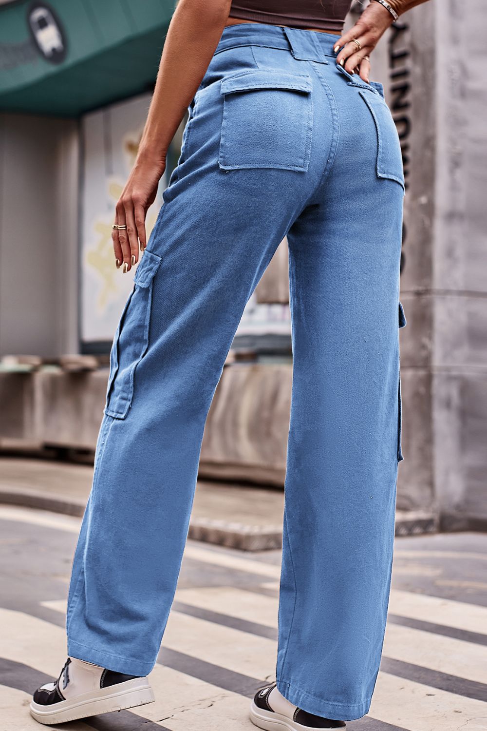 FIT RAGGED DENIM Buttoned High Waist Loose Fit Jeans