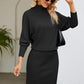 Ribbed Mock Neck Long Sleeve Dress