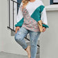 Plus Size Color Block Round Neck Sweater